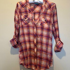 Super Cute Lightweight Plaid Shirt Size S